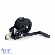 image-30-Profi 600kg Seilwinde Handwinde mit 8 Meter Gurt Schwarz für PKW Anhänger