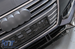 Prosthíkh Spoiler profulaktíra mprostá Lip katállhlo gia Audi A4 B9 8W S-Line (2016-2018) Piáno Mavro-image-6078219