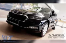 Protector de parachoques trasero Avisa adecuado para Skoda Octavia Combi después de 2019, Octavia RS después de 2020, lacado negro-image-6211964