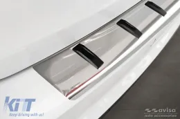 Protezione Avisa rinforzata adatta per paraurti posteriore per Audi A4 B9 Avant, A4 S-line 2015-2019, dopo il 2019, cromo-image-6129814