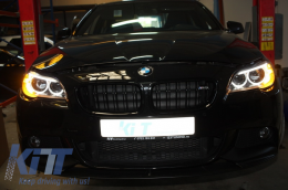Provoleís Angel Eyes LED Bi-Xenon gia BMW Seirá 5 F10 F11 2011-2013 Mávroi-image-6027088