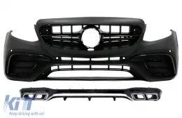 image-78-Przedni zderzak dla Mercedes E W213 16-19 E63 Look Dyfuzor Wydechowy Porady Chrom