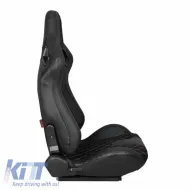 R8 kagylóülés PVC fekete, M Power dizájn, háromszínű keresztvarrással, M Look, pár (2 db)-image-6293595