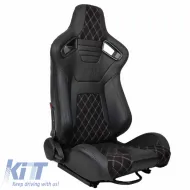 R8 kagylóülés PVC fekete, M Power dizájn, háromszínű keresztvarrással, M Look, pár (2 db)-image-6293599