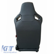 R8 Style kagylóülés PVC fekete, piros varrással, pár (2 db)-image-6293546