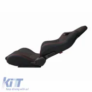 R8 Style kagylóülés PVC fekete, piros varrással, pár (2 db)-image-6293548