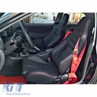 R8 Style kagylóülés PVC fekete, piros varrással, pár (2 db)-image-6293551