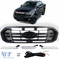 Radiator grille black double bar with LED fits Ford Ranger T8 19-23 2.0 TDCi - ODGF6014430