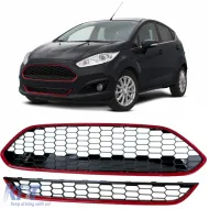 image-18-Radiator Grille Set ST Honeycomb Design Red Black Gloss for Ford Fiesta 2013–2017