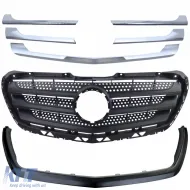Radiator grille with chrome + frame fits Mercedes Sprinter W906 Facelift 2013–18-image-6326702