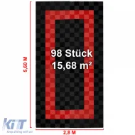 RAMROXX Dalles de Performance pour Garage Sol 2,8mx5,6m Noir Rouge Set3-image-6276344