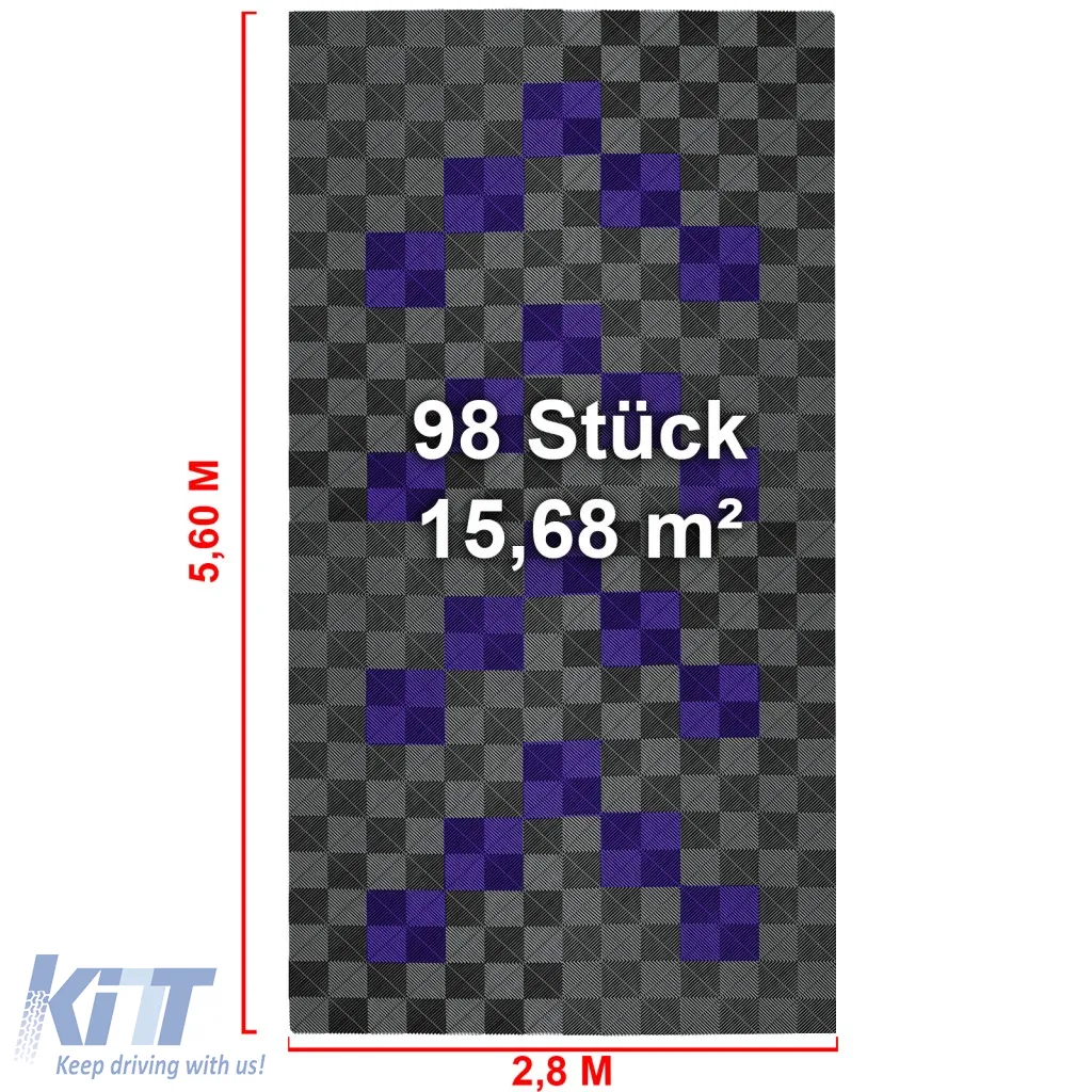 RAMROXX Performance Floor Tiles Garage Floor Floor 2.8mx5.6m Grey Violet Set1