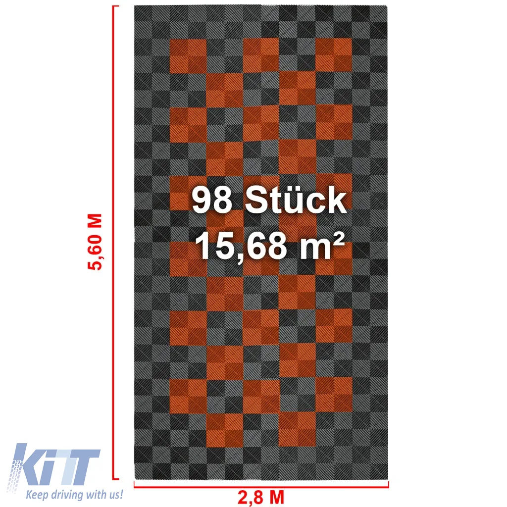 RAMROXX Performance Floor Tiles Garage Floor Floor 2.8mx5.6m Grey Orange Set2