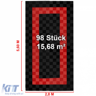 RAMROXX Piastrelle per Pavimento Performance Garage Pavimento 2,8mx5,6m Nero Rosso Set3-image-6276344