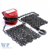 RAMROXX Pro 1000kg Kettenzug mit rotem Flaschenzug, bis zu 4 Meter-image-6199094