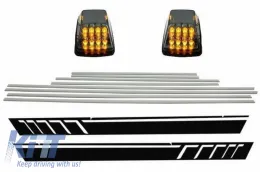 image-29-Rayas Aluminio Lado Pegatina Negro Luces de giro LED Para Mercedes G W463 89-15