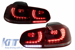 Rückleuchten Full LED für VW Golf 6 08-13 R20 Look Dynamisch Drehen Kirschrot-image-6033109