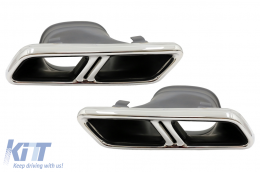 Rear Bumper Air Diffuser Black with Exhaust Muffler Tips Chrome suitable for Mercedes E-Class W213 Sport Line (2016-2019) E63s Design-image-6063658
