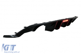 Rear Bumper Air Diffuser suitable for VW Golf 7.5 (2017-2019) R Look Piano Black with LED Red Reflector-image-6080119