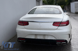 Rear Bumper Air Diffuser with Black Muffler Tips suitable for Mercedes S-Class C217 Coupe (2014-2020) S63 Facelift Design-image-6113531