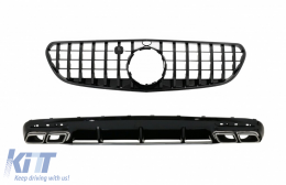 image-60-Rear Bumper Air Diffuser with Chrome Muffler Tips and Central Grille Black suitable for Mercedes S-Class C217 Coupe A217 Cabrio (2018-2020) S63 GT-R Design