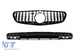 Rear Bumper Air Diffuser with Chrome Muffler Tips and Central Grille suitable for Mercedes S-Class C217 Coupe (2018-2020) S63 GT-R Design