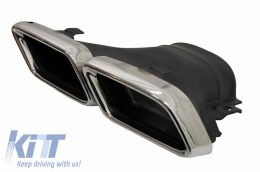Rear Bumper Air Diffuser with Exhaust Muffler Tips Chrome Edition suitable for Mercedes E-Class W213 AMG Line (2016-2019) E63 Design-image-6044693