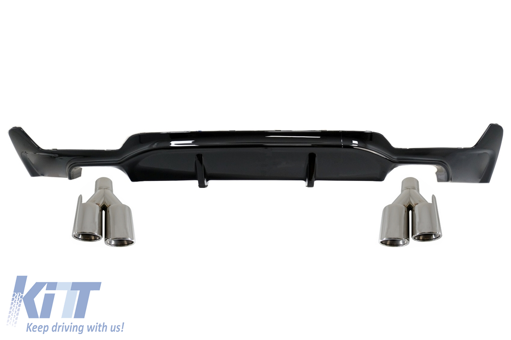 Hátsó lökhárító légbefúvó kipufogó kipufogóvégekkel Quad alkalmas BMW F32 F33 F36 (2013-) Coupe Cabrio 4 Series M Performance Design Piano Blackhez