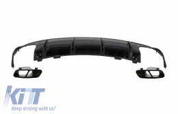 image-74-Rear Bumper Air Diffuser with Exhaust Muffler Tips suitable for Mercedes CLA W117 X117 Shooting Brake (2013-2018) Facelift CLA45 Look Black