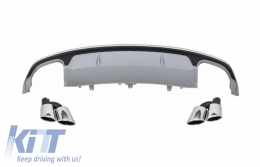 image-40-Rear Bumper Air Diffuser with Exhaust Muffler Tips suitable for Audi A7 4G Facelift (2015-2018) S7 Design Only S Line Bumper