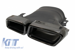Rear Bumper Air Diffuser with Exhaust Muffler Tips Black suitable for Mercedes E-Class W213 AMG Line (2016-2019) E63 Design-image-6051993