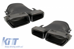 Rear Bumper Air Diffuser with Exhaust Muffler Tips suitable for Mercedes E-Class W213 Sport Line (2016-2019) E63 Design All Black-image-6052016