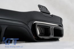 Rear Bumper Air Diffuser with Exhaust Muffler Tips suitable for Mercedes E-Class W213 Sport Line (2016-2019) E63s Design All Black Night Package-image-6063684