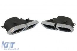 Rear Bumper Air Diffuser with Exhaust Muffler Tips suitable for Mercedes GLE Class W166 SUV Facelift (2015-2019) GLE63 Design-image-6075322