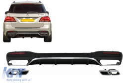 Rear Bumper Air Diffuser with Exhaust Muffler Tips suitable for Mercedes GLE Class W166 SUV Facelift (2015-2019) GLE63 Design-image-6075359