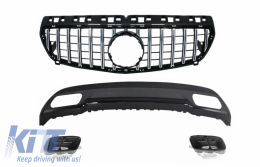 image-8-Rear Bumper Air Diffuser with Exhaust Tips Tailpipe suitable for Mercedes A-Class W176 (2012-up) and Central Grille GT-R Panamericana Design Sport Pack