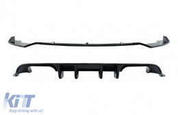 Rear Bumper Air Diffuser with Front Bumper Lip Extension Spoiler suitable for VW Golf 7.5 (2017-2019) R Look Piano Black