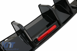 Rear Bumper Air Diffuser with LED Red Reflector suitable for VW Golf 7.5 (2017-2019) and Front Bumper Lip Extension Spoiler Piano Black-image-6080511