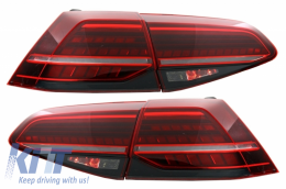 Rear Bumper Air Diffuser with LED Taillights Dynamic Sequential Turning Lights Dark Cherry Red suitable for VW Golf 7.5 VII (2017-Up) GTI Look-image-6046281