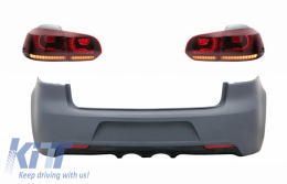 Rear Bumper and Taillights Full LED Turning Light Static Red Smoke suitable for VW Golf VI (2008-2013) R20 Design