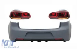 image-7-Rear Bumper and Taillights Full LED Turning Light Static Red Smoke suitable for VW Golf VI (2008-2013) R20 Design