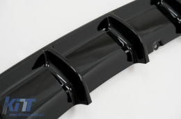 Rear Bumper Diffuser Piano Black Valance Spoiler Exhaust Muffler Tip suitable for BMW 3 Series F30 2011+ M-Performance Design Left Double Outlet-image-6070435