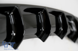 Rear Bumper Diffuser Piano Black Valance Spoiler Exhaust Muffler Tip suitable for BMW 3 Series F30 2011+ M-Performance Design Left Double Outlet-image-6070437
