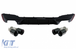 image-72-Rear Bumper Diffuser Piano Black with Exhaust Muffler Tips Black suitable for BMW 5 Series G30 G31 Limousine Touring (2017-2020) M5 Design