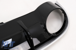 Rear Bumper Diffuser suitable for Audi A4 B8 Limousine Avant Pre Facelift (2007-2011) with Exhaust Tips RS4 Design and Central Grille Piano Black-image-6100159