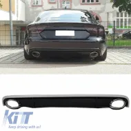 Rear Bumper Diffuser suitable for Audi A7 4G 10-14 RS7 Look Standard Bumper with Exhaust Tips from ABS Plastic-image-6313201