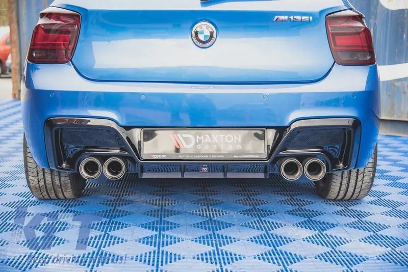 Rear Bumper Diffuser suitable for BMW 1 F20 11-15 M135i Bumper Glossy Black with 2 Left & Right Double Exhaust Outlets from ABS Plastic Maxton Design 1pc
