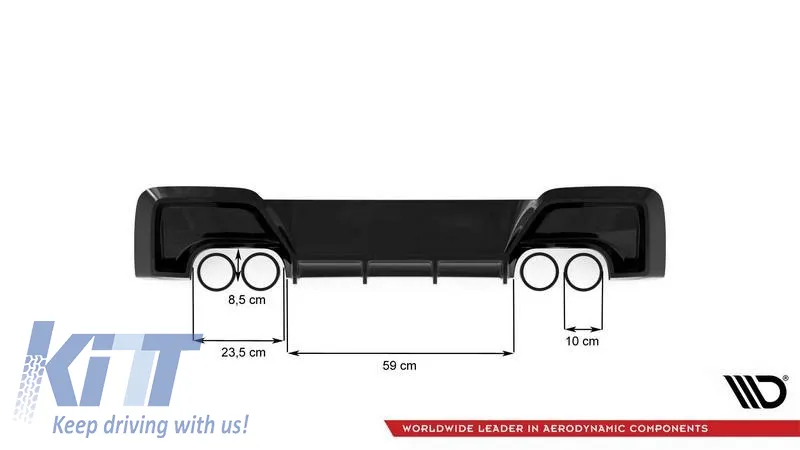 Rear Bumper Diffuser suitable for BMW 1 F20 11-15 M135i Bumper Glossy Black with 2 Left & Right Double Exhaust Outlets from ABS Plastic Maxton Design 1pc