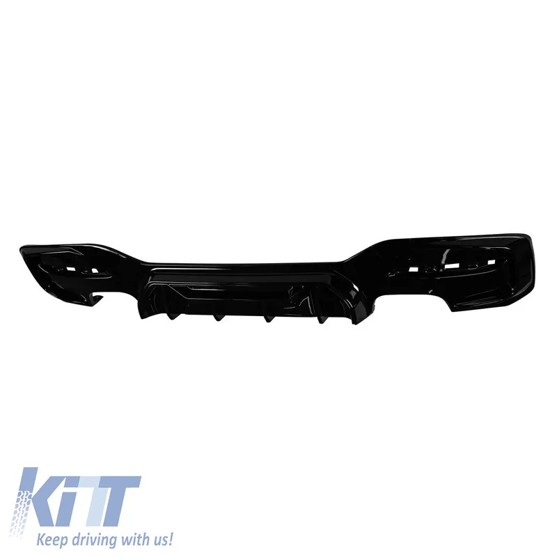 Rear Bumper Diffuser suitable for BMW 1 F20 F21 15-19 M-Packet Glossy Black with 2 Left & Right Double Exhaust Outlets from ABS Plastic 1pc