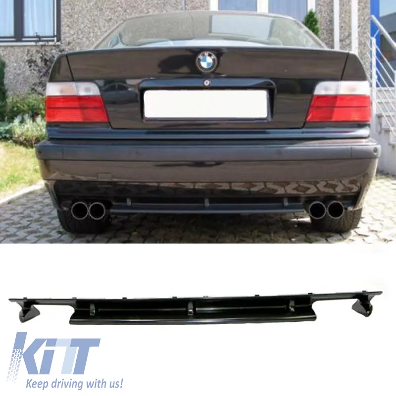 Rear Bumper Diffuser suitable for BMW 3 E36 90-99 M3 (suitable for M3 Bumper Only) with 2 Double Exhaust from ABS Plastic 1pc